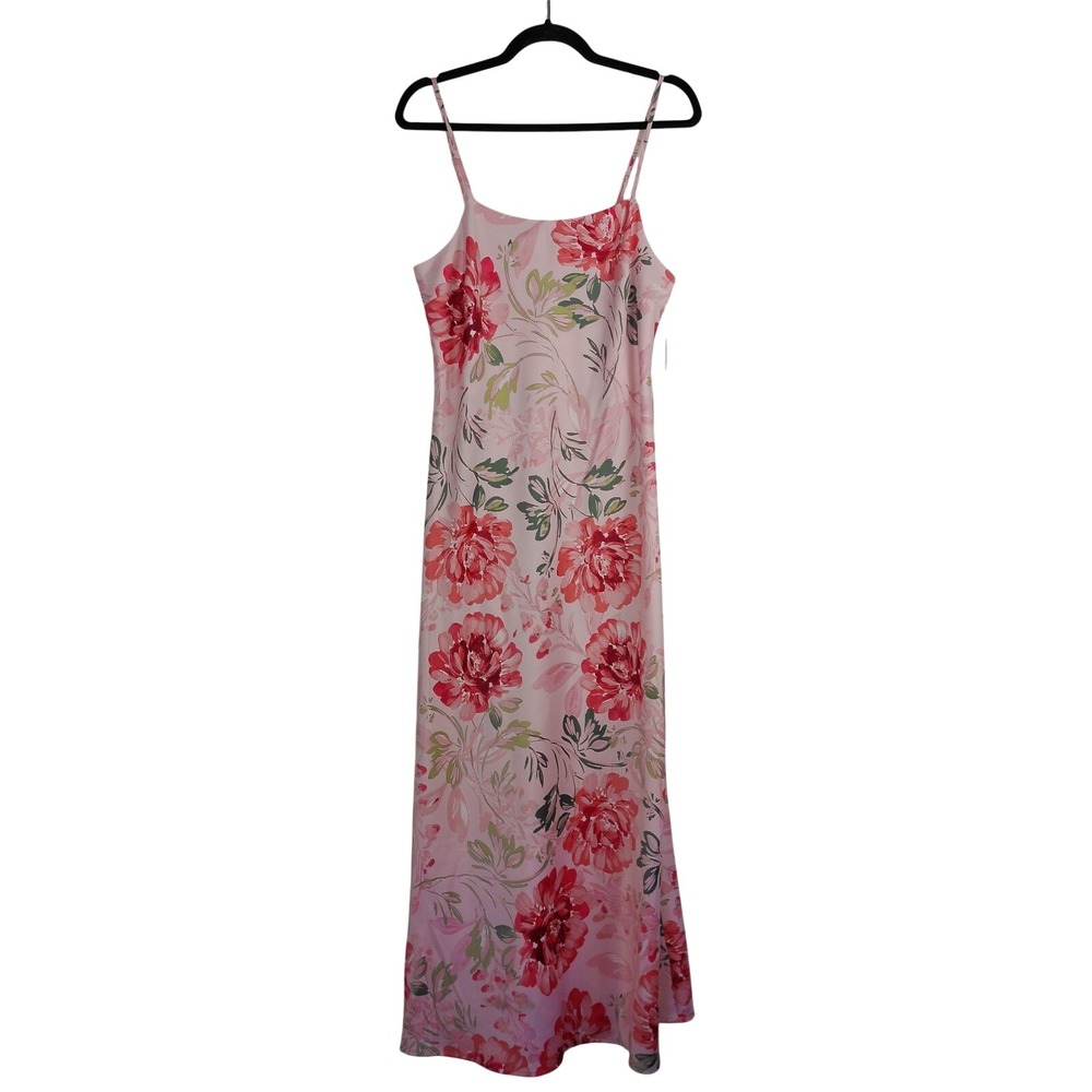 Calypso St Barth Pink Floral Maxi Dress Spaghetti Strap Lined Size L NWT